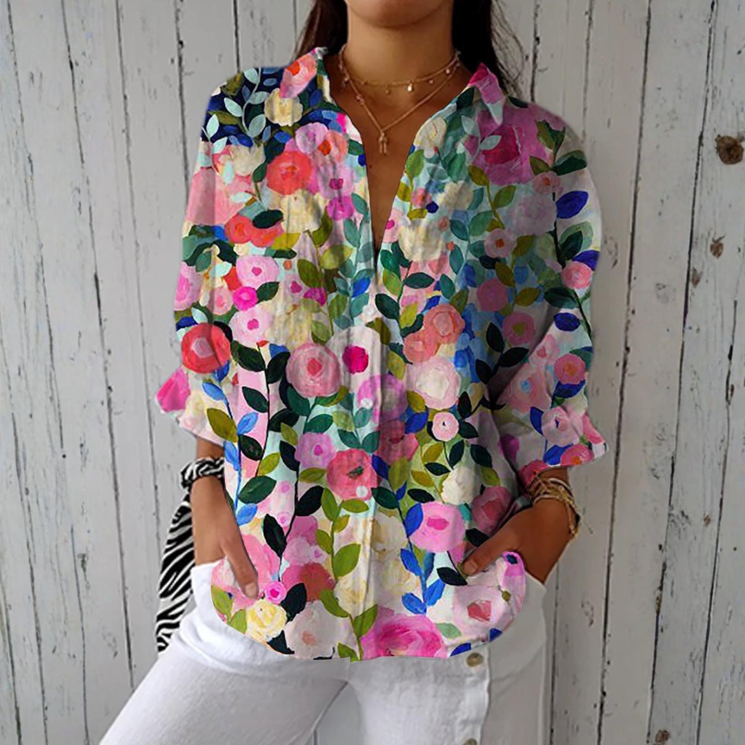 Sílvia - Blusa Floral Pintada à Mão