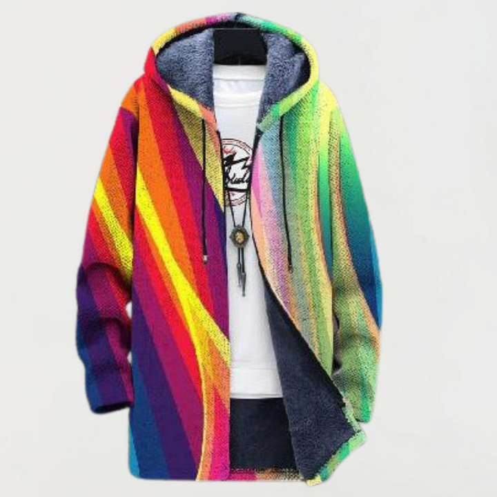 Sweatshirt com riscas de arco-íris