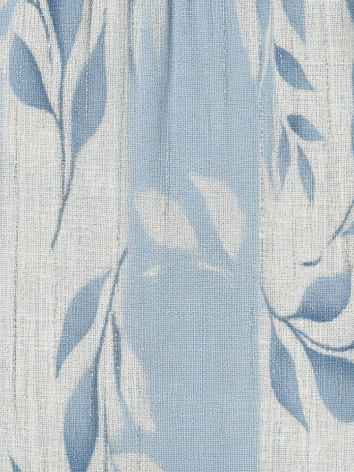 Mireille | Vestido Midi Sem Mangas com Estampa de Folhas Azuis