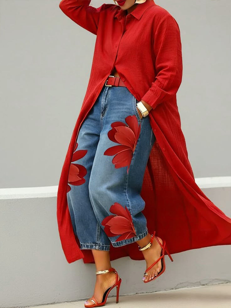 Marilou | Vestido de Linho & Conjunto de Denim Floral