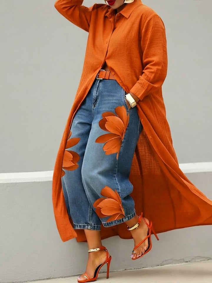 Marilou | Vestido de Linho & Conjunto de Denim Floral